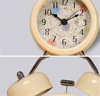 Surborder Shop Creative Twin Bell Analog Alarm Clock Battery Operated - Loud Alarm Clock 3&quot; Beige N8