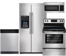 Frigidaire 4-Piece Stainless Steel Kitchen Package with FFHS2622MS 36" Side-by-Side Refrigerator, FFEF3048LS 30...