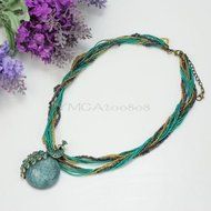 Latest Elegant Millet Chain Crystal Peacock Gem Pendant Necklace Jewelry Blue N4