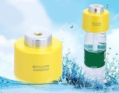 LXTC Mini Portable Bottle Cap Air Humidifier with USB Cable for Office Home (Yellow Color) N2