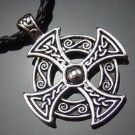 Silver Celtic Solar Cross Pewter Pendant with 20&quot; Choker Necklace PP#235