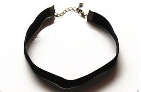 90&#039;s Black Velvet Choker Necklace Goth Gothic Handmade Retro Burlesque Necklace N3