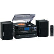 1 - 3-Speed Turntable System with CD &amp; Cassette Encoding, Belt-driven, 3-speed stereo turntable, Records to CD...