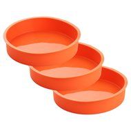 Set of 3 Round Silicone Mold Cake Baking Pans Includes 5 Laminated Grease Proof Cardboard Cake Circles