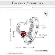 Fashion 925 Silver Ruby Gemstone Heart Ring Wedding Engagement Jewelry Size5-10 (8) N2