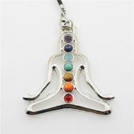 Natural Gemstones Healing Reiki 7 Chakra Moon Cross Charm Beads Pendant Necklace N9