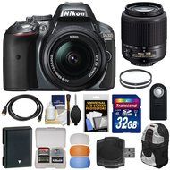 Nikon D5300 Digital SLR Camera &amp; 18-55mm G DX II AF-S Zoom (Grey) with 55-200mm DX AF-S Lens + 32GB Card + Battery...