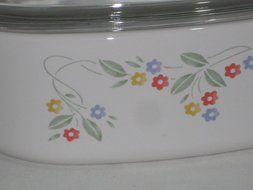 Corning English Meadow 2 Liter Square Glass Casserole Baking Dish w/ Lid USA