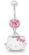 Kathy store INC 316L Surgical Steel White/Pink Hello Kitty Surgical Steel Belly Navel Bar Ring Body Jewelry N3