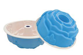 Marathon Housewares Premium Two-Tone Silicone Rose Cake Bundt Pan, Blue KW200021BL