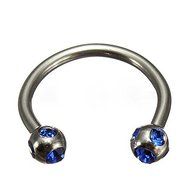 Blue Crystal Surgical Steel Piercing Horseshoe Lip Bar Stud Nose Ear Nipple Ring Hoop