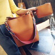 AutumnFall Women Shoulder Vintage Leather Female Bag Crossbody Shoulder Bags+Clutch Bag (Black) N14