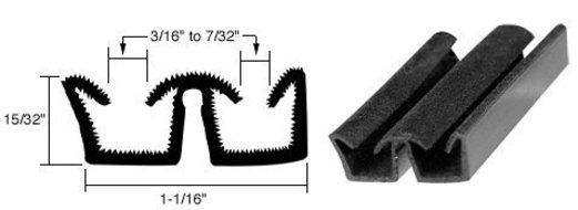 CRL Flexible Flocked Rubber Glass Run Channel for Universal Applications - 96 in long by CRL Automotive