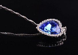 Style Fashion New Necklace Silver Plated Heart of Ocean Titanic Blue Crystal N4