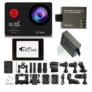 TEKCAM TC7000 2.0inch 14MP HD Waterproof Wifi Action Camera with 2 Batteries and Free Accessories (Black)