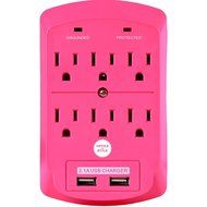 Surge Protector, Electronics Charging Station, 6 Outlet 2 USB Port Wall Adapter with Safety Indicator Lights -... N22