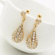 Indian Sparking Crystal Jewelry Set Gold Plated Waterdrop Necklace+CZ Earrings N4