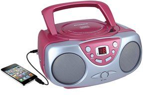 Sylvania SRCD243 Portable CD Player with AM/FM Radio, Boombox (Silver) N8