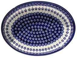 Polish Pottery Oval Baker From Zaklady Ceramiczne Boleslawiec #350-1085a, Width: 12&quot; Length: 8.5&quot;