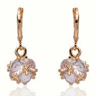 Vintage Design Jewerly Water Drop Austrian Crystal 18k Gold Plated Earrings Free