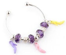 Chic charm crystal silver European beaded charms designed bangle bracelet