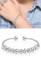 Fashion Charm Women jewelry Cuff Lucky Beaded Bracelet Bangle Silver lady Gift N4