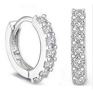 Women Jewelry White Gemstones Crystal 925 Silver Plated Hoop Earrings Fashion N4