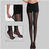 Spritech(TM) Women&#039;s Ultra Sheer Ninth Pantyhose Leggings Silk Stocking with Opaque Safety Pants Black N2