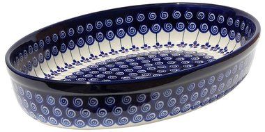 Polish Pottery Oval Baker From Zaklady Ceramiczne Boleslawiec #350-1085a, Width: 12&quot; Length: 8.5&quot; N2