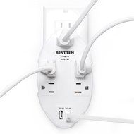 Bestten Wall Outlet Surge Protector with USB Charging, 5 AC Outlets &amp; 2 USB Ports, ETL Certified N4
