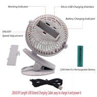 [Update Version with 6.5 Ft Micro Charging Cable] Glovion Baby Clip Stroller Fan - USB Rechargeable Portable Fan... N33