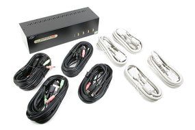 Linkskey 2-Port Dual Monitor DVI/DVI USB KVM + 7.1 Surround/Microphone/USB with Cables (LDV-DM702AUSK) N3