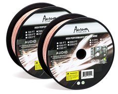 Aurum Cables 12 Gauge Dual Color Transparent PVC Speaker Zip Wire l Green and Regular Transparent I w/ ft markings... N3
