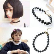 Women Sexy Fashion Vintage Daisy Flower Choker Black Lace Chain Necklace New CH N2