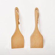 Nature beech wood spatula hand-carved polished wooden salad mixing spoon shovel cooking tools