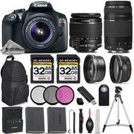 Canon EOS REBEL T6 DSLR Camera + Canon EF-S 18-55mm IS II Lens + Canon EF 75-300mm III Lens + 0.43X Wide Angle... N5
