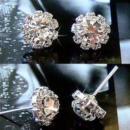 Silver 1 Pair Fashion Women Lady Elegant Crystal Rhinestone Ear Stud Earrings N3