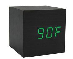 Autek Popular Cube USB Wood Wooden LED Alarm Digital Desk Clock with sound control (Bamboo Blue) N2