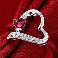 Fashion 925 Silver Ruby Gemstone Heart Ring Wedding Engagement Jewelry Size5-10 (8) N3