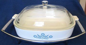Corning Ware Blue Cornflower Casserole P-16-B with Lid &amp; Serving Rack 11" N2
