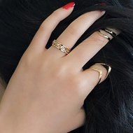 Spritech(TM) 2 Sets Fashion Personality Adjustable Size Triangle Metallic Rings Bling Luxury Rhinestone Plain... N2