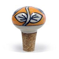 Vinotemp VNTEP-CRSTOP06 Epicureanist Floral Ceramic Bottle Stopper, Orange/White