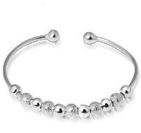 Fashion Charm Women jewelry Cuff Lucky Beaded Bracelet Bangle Silver lady Gift N5