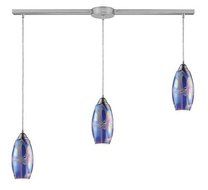 Elk 10076/3L-SBI Iridescence 3-Light Storm Blue Pendant In Satin Nickel by Elk