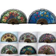 Weixinbuy Vintage Gothic Flower Hand Held Fan Summer Birthday Party Decor Folding Fans