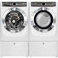 Electrolux Front Load Washer and Electric Dryer Set with Pedestals EFLS617SIW and EFME617SIW and EPWD157SIW