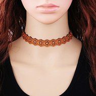 Vintage Velvet Choker Necklace For Women Laciness Chain Flower Collar Jewelry N2