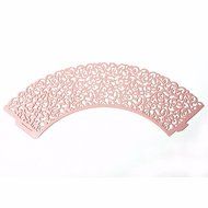 Hual@ Cupcake Wrappers 100 Filigree Artistic Bake Cake Paper Cups Little Vine Lace Laser Cut Liner Baking Cup... N3