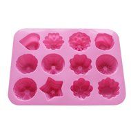 Silicone Bakeware Mold For cake, chocolate, Jelly, Pudding, Dessert Molds, 12 Holes With Flower, Heart Shape,...