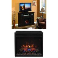 Complete Set Windsor Dual Mantel in Oak Espresso with 23&quot; Spectrafire Plus Insert with Safer Plug